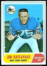 1968 Topps Regular (Football) Card# 187 Jim Katcavage of the New York Giants Good Condition
