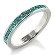High Polished Sterling Silver Ring with Emerald Colored Swarovski Crystal