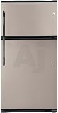GE GTL21KCXBS 21 cu. ft. Top Freezer Refrigerator with 4 Spill Resistant Glass Shelves, Gallon Door Storage, Illuminated Temperature Controls and Automatic Ice Maker: CleanSteel