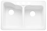 American Standard 7145.804.208 Silhouette 33 Double Bowl Kitchen Sink, White Heat