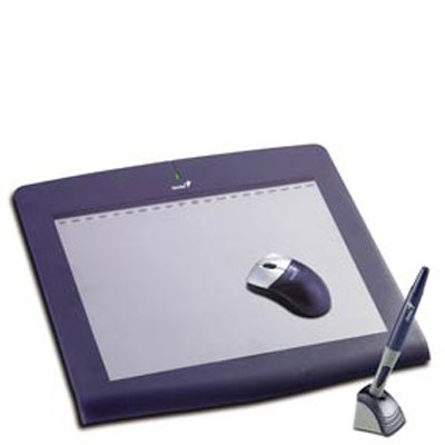 Cover image : Genius PenSketch 9X12, USB, With PhotoShop. 9x 12 working area for graphic design. Cordless wheel mouse and rubber-coated pen.