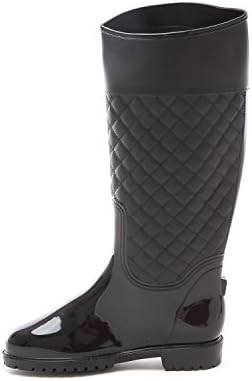 New Women Quilted Flat Rubber Waterproof Panel Knee High Rain Boot