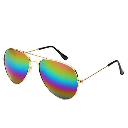 Desen Unisex Adult Aviator Sunglasses (GOLD COLORFUL)