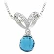 Sterling Silver Simulated Diamond CZ Briolette Simulated Aquamarine CZ Ball Drop Pendant ~ Bridesmaid Gift