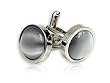 Timeless Round Silver Cateye Cufflinks Framed in Silver with Gift Box