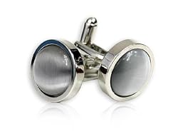 Timeless Round Silver Catseye-style Cufflinks Framed silver-tone by Cuff-Daddy