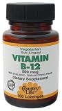 Country Life - Vitamin B-12 Cherry Flavored, 500 mcg, 100 lozenges