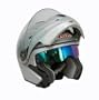 DOT APPROVED VOX FLIP UP MODULAR MOTORCYCLE SNOWMOBILE HELMET - SILVER - LARGE