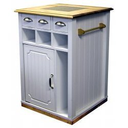 Venture Horizon Granite Kitchen Cart 4102 (White) (35″H x 24″W x 24″D)