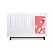 Muu 101-906 Sam Crib with Spring Panel Panel Design: Blossoms, Panel Color: Red Flowers, Leg Finish: Maple