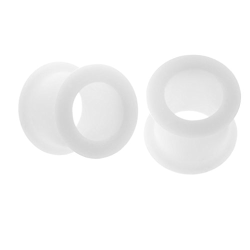 Silicone Plugs White Double Flare Flexible Tunnel (2 Pieces)