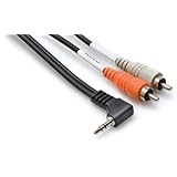 Hosa CMR-203R 3-Feet 3.5mm TRS Right-Angle to RCA Y Cable