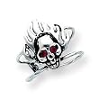 Sterling Silver Antiqued Swarovski Crystal Skull Toe Ring