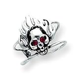 Sterling Silver Antiqued Swarovski Crystal Skull Toe Ring