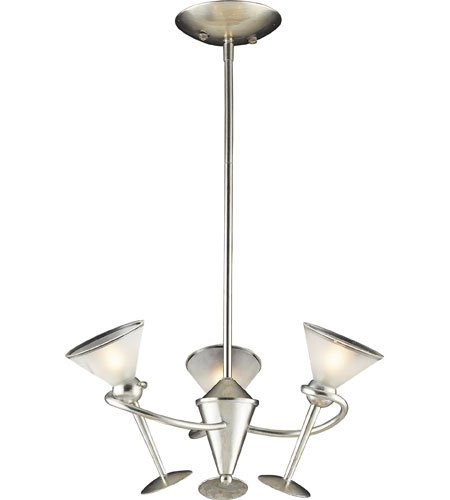 ELK Lighting 3655/3 Martini Glass Silver Leaf 3 Light Chandelier