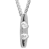 Quality Watersports Jewelry - Sterling Silver Wakeboard with 20 Chain, 3/4 Long