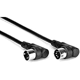 Hosa MID-303RR Right-Angle 5-pin DIN to Right-Angle 5-pin DIN MIDI Cable, 3 feet