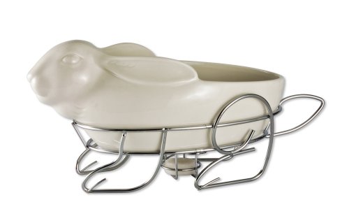 Godinger Rabbit Porcelain Baker with Serving Stand