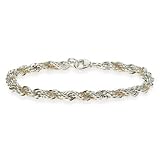 Sterling Silver and 14k Gold Rope Bracelet 7, 4.75mm