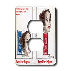 Londons Times Funny Music Cartoons - Jennifer Lopez and Hipez - Light Switch Covers - 2 plug outlet cover