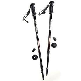Pair of Trekrite Antishock Hiking / Walking Poles - Black