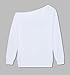 ZESICA Women's Chic Mermaid Shells T Shirts Off the Shoulder Slouchy Pullovers Tops,White,X-Large