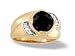 14K Yellow Gold Genuine Round Black Onyx and Diamond Men's Ring
