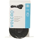 VELCRO - ONE-WRAP Thin Self-Gripping Cable Ties: Reusable, Light Duty - 8" x 1/2" Ties, 100 Pack - Black