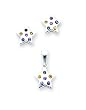 Sterling Silver Multi-colored CZ (Cubic Zirconia) Star Earring & Pendant Set