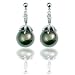 Jewelry : Created Tahitian Pearl with CZ Brinjal Earring