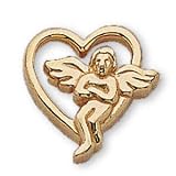 The Perfect 14K Yellow Gold Heart and Angel Pin - Small