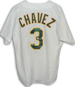 Eric Chavez Signed Oakland Athletics Authentic White Majestic Jersey