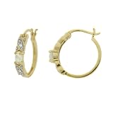 18k Gold Overlay Sterling Silver Diamond-Accent Created-Opal Thin Hoop Earrings