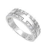.925 Sterling Silver Promise Ring With Cubic Zirconias on the Sides and Smooth Center