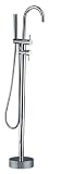 Single Handle Freestanding Contemporary Floor Mount Tub Filler with Hand Shower, Chrome