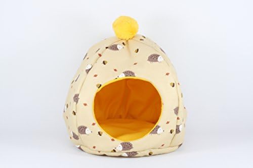 (Yellow) New Hedgehogs printed beds for Hedgehog , Hamster and Other Small Animals. Cotton. Easy to Clean. Machine Washable. Water Washable. Hand-made.HIDE OUT.