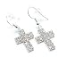 Sparkling Aurora Borealis Austrian Crystal Dangling Cross Hook Earrings