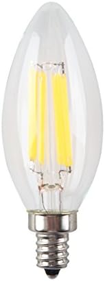 LOLERS 6W LED Filament Candle Light Bulb,6000K White 600LM,E14 Candelabra Base Lamp,C35 Flame Shape Bent Tip,60W Incandescent Replacement,Ddimmable 110V