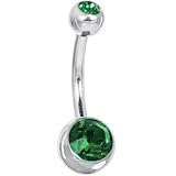 Emerald Green Double Gem Belly Button Ring