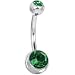Emerald Green Double Gem Belly Button Ring