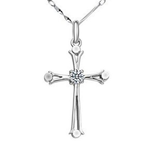 Summerford Women's Fashion Jewelry Cross Crystal Silver Necklace Pendant in 925 Sterling Silver Necklace