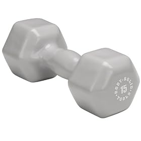Body Solid Tools BSTVD15 15-Pound Vinyl Dumbbell (Gray)