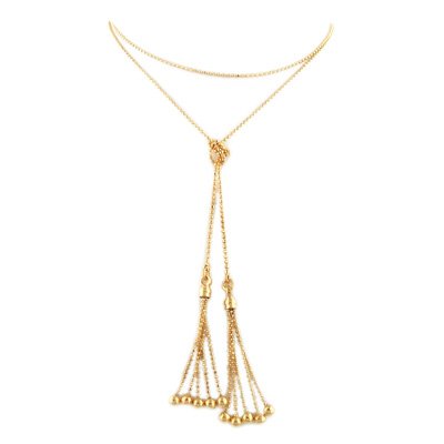 14K Beaded Chain w/ Tassels 50