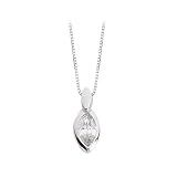 14K White Gold 8 x 4 MM Marquise Cut Cubic Zirconia Pendant with Chain