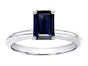 1.00 cttw Genuine Solitaire Emerald Cut Sapphire Engagement Ring - 14kt White or Yellow Gold