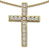 1ctw Diamond Yellow Gold Cross Pendant