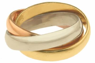 10K White/Yellow/Pink Gold Extra Wide Tri-Color Rolling Ring (4.5mm each band)