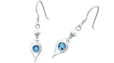 Round Cut London Blue Topaz Dangling Earrings Sterling Silver