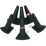 6 Black Rubber Ring Finger Jewelry Showcase Display Stands