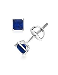 Square Sapphire Solitaire Studs - Made In USA
